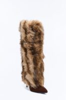 Aurda Faux Fur Overlay Boots - Brown/combo