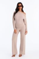 Beige Wide-Leg Pants