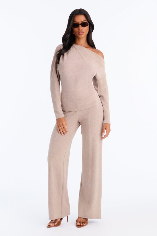 Beige Wide-Leg Pants