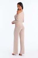 Beige Wide-Leg Pants