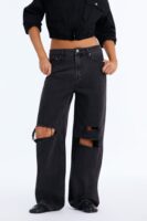 SoCal Ripped High Rise Wide Leg Jeans - Black Wash