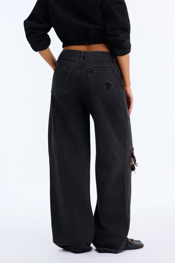 SoCal Ripped High Rise Wide Leg Jeans - Black Wash