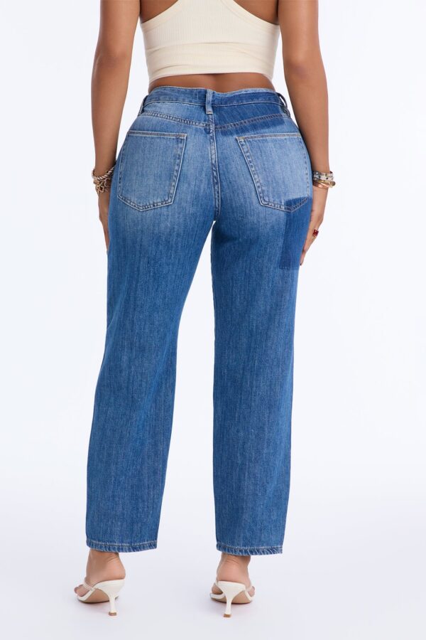 Destination Unknown Two Tone High RIse Mom Jeans - Dark Wash