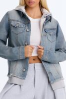 Perfect Day Lined Hooded Denim Jacket - Light Wash