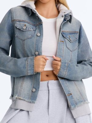 Perfect Day Lined Hooded Denim Jacket - Light Wash