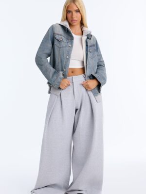 Perfect Day Lined Hooded Denim Jacket - Light Wash