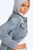Perfect Day Lined Hooded Denim Jacket - Light Wash