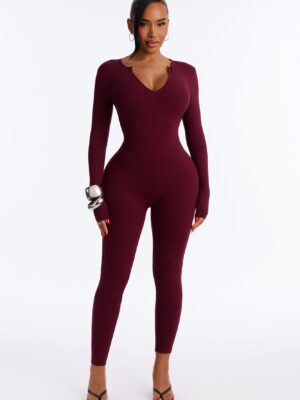 Jumpsuit in Burgundy 86% rayon