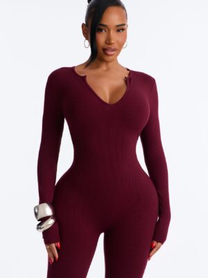 Jumpsuit in Burgundy 86% rayon
