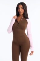 Brown Colorblock Jumpsuit