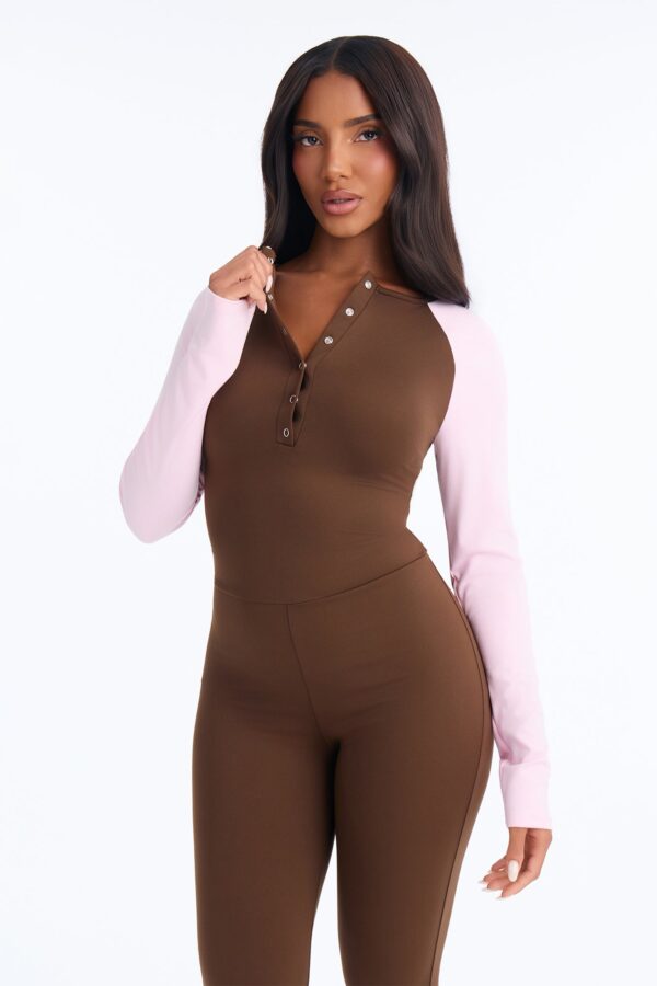 Brown Colorblock Jumpsuit