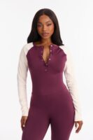 Wine Jumpsuit with colorblock
