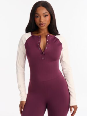 Wine Jumpsuit with colorblock