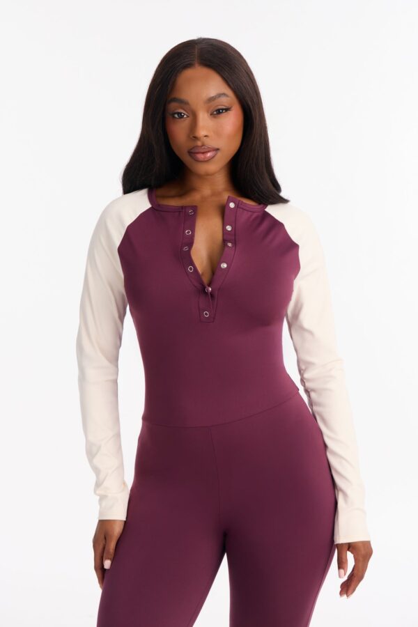Wine Jumpsuit with colorblock