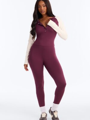 Wine Jumpsuit with colorblock
