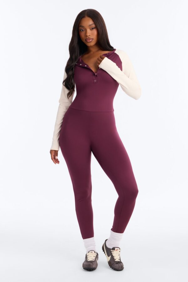 Wine Jumpsuit with colorblock