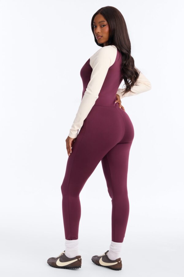 Wine Jumpsuit with colorblock
