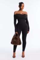 Alyissa Off Shoulder Skinny Leg Jumpsuit - Black