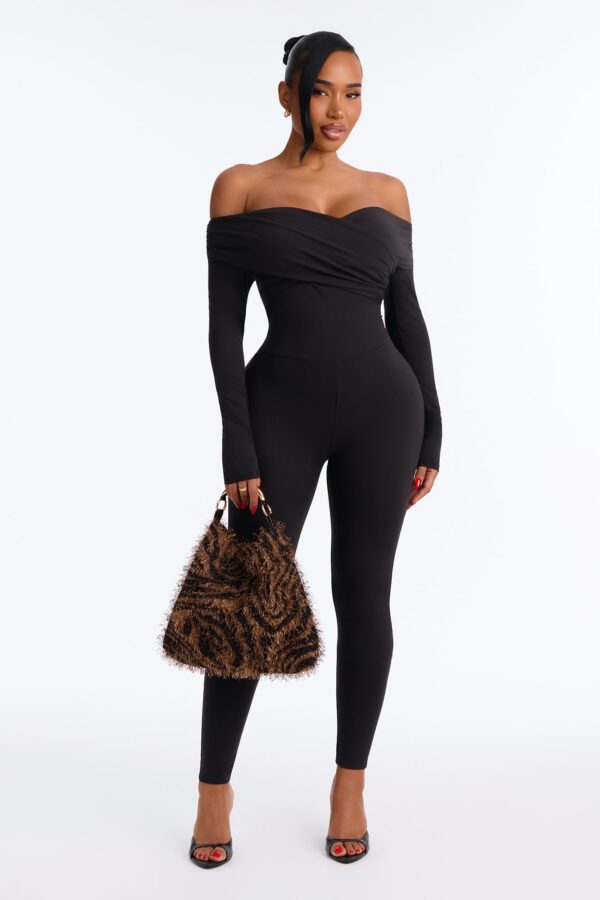 Alyissa Off Shoulder Skinny Leg Jumpsuit - Black