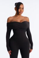 Alyissa Off Shoulder Skinny Leg Jumpsuit - Black