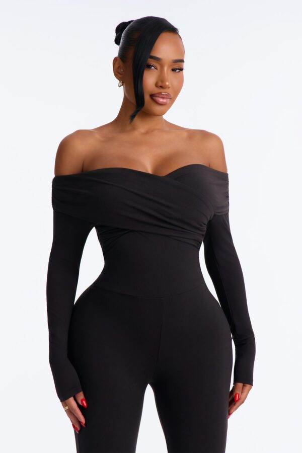 Alyissa Off Shoulder Skinny Leg Jumpsuit - Black