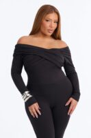 Alyissa Off Shoulder Skinny Leg Jumpsuit - Black