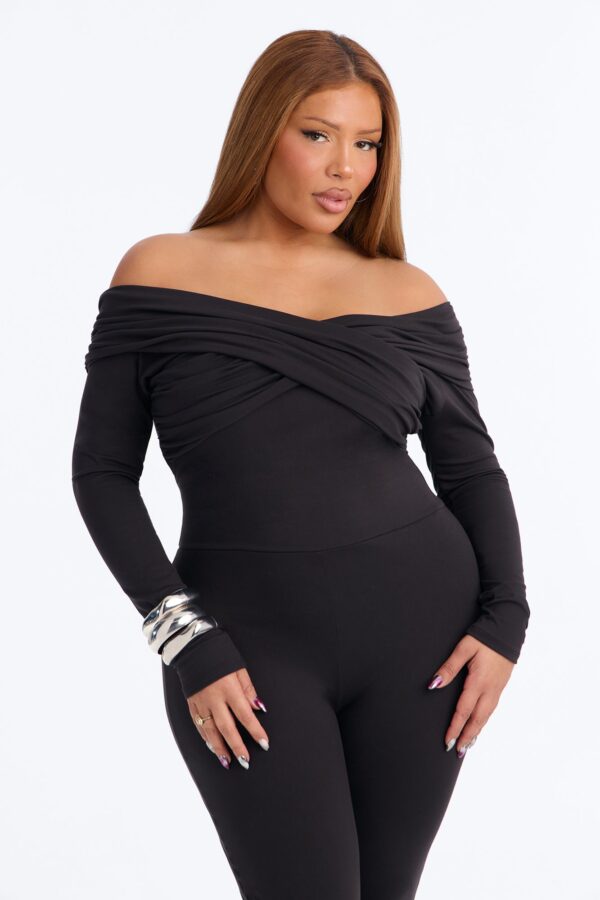 Alyissa Off Shoulder Skinny Leg Jumpsuit - Black