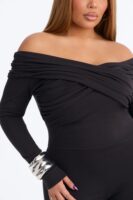 Alyissa Off Shoulder Skinny Leg Jumpsuit - Black