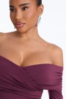 Alyissa Off Shoulder Skinny Leg Jumpsuit - Eggplant