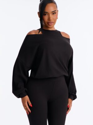 Presley Layered Off Shoulder Jumpsuit - Black