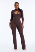 Jumpsuit in Brown 80% polyester