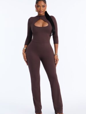 Jumpsuit in Brown 80% polyester