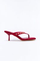 Stay Fine Studded Thong Heels - Red