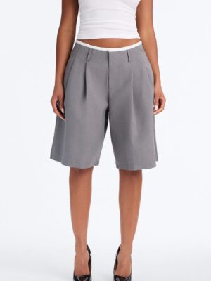 Gray Pleated Shorts