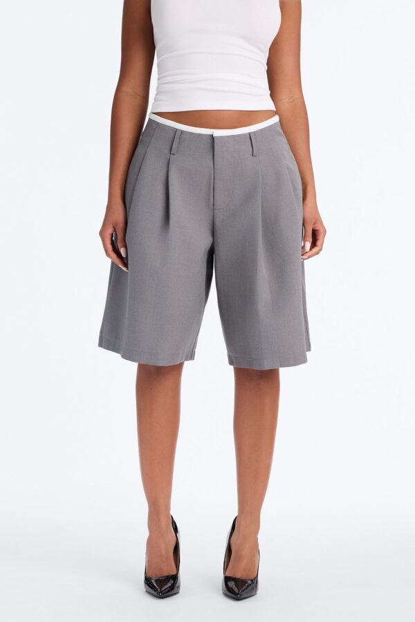 Gray Pleated Shorts
