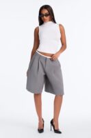 Gray Pleated Shorts