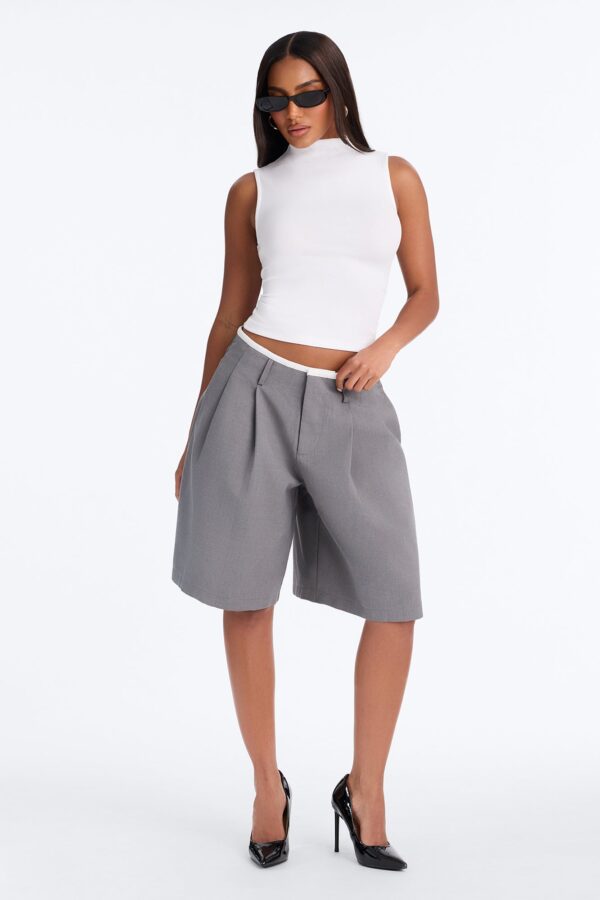 Gray Pleated Shorts