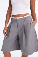 Gray Pleated Shorts