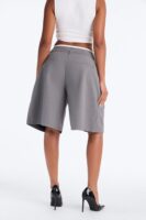 Gray Pleated Shorts