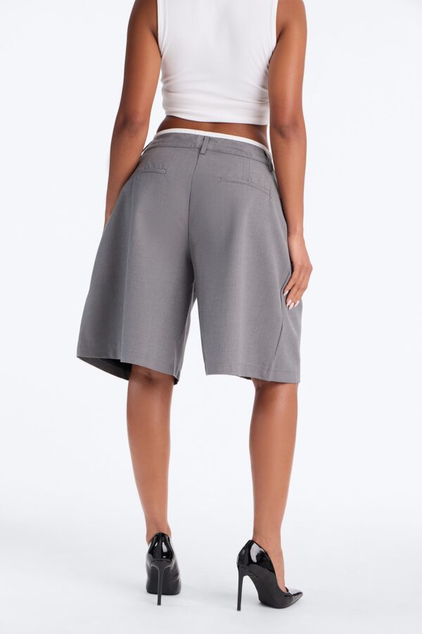 Gray Pleated Shorts