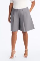 Gray Pleated Shorts