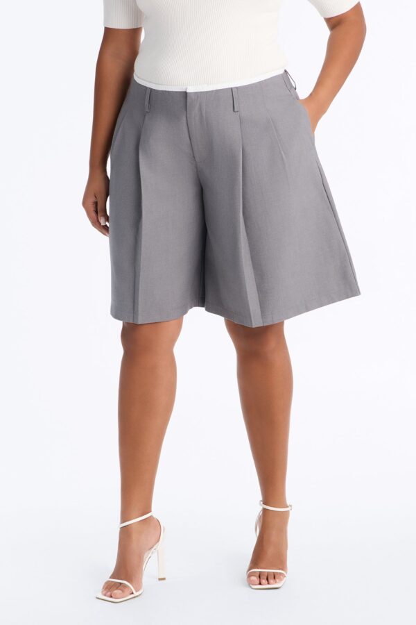 Gray Pleated Shorts
