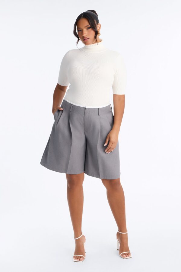 Gray Pleated Shorts