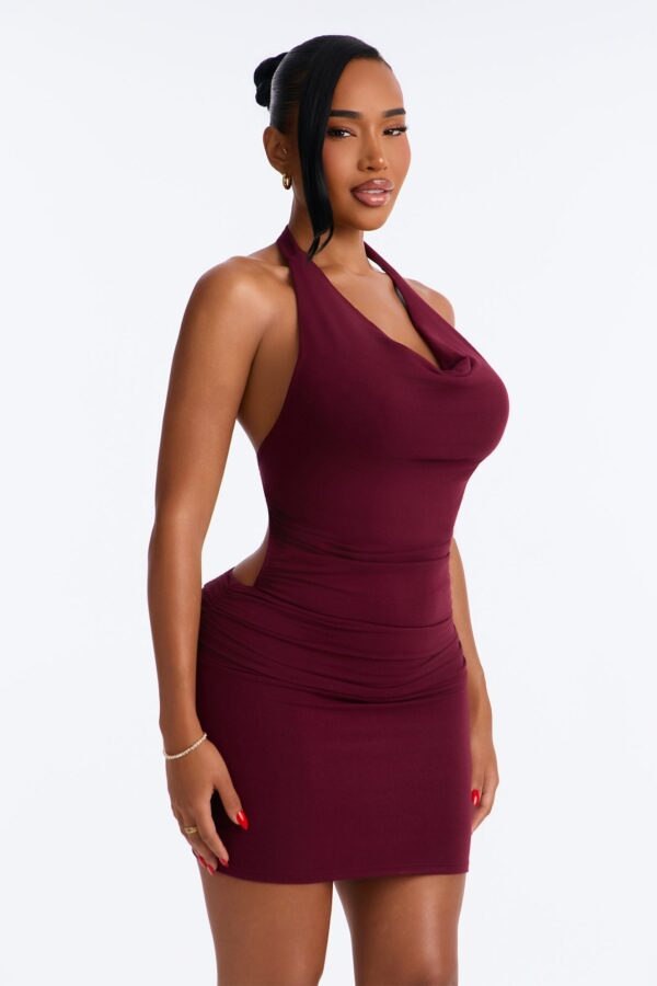 Burgundy Cowl-Neck Dress
