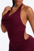 Burgundy Cowl-Neck Dress
