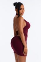 Burgundy Cowl-Neck Dress