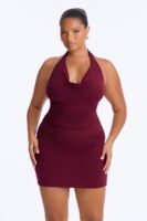 Burgundy Cowl-Neck Dress