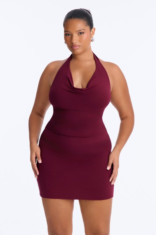 Burgundy Cowl-Neck Dress