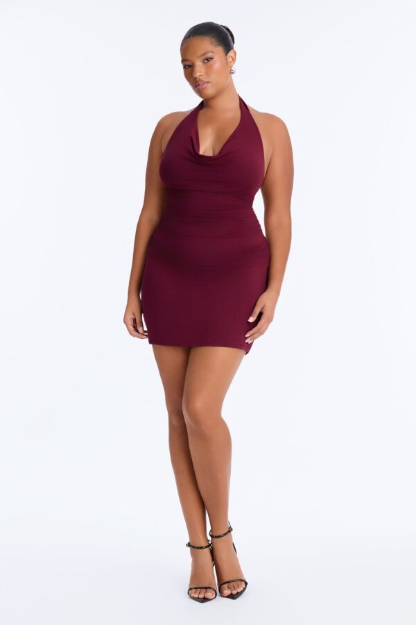 Burgundy Cowl-Neck Dress