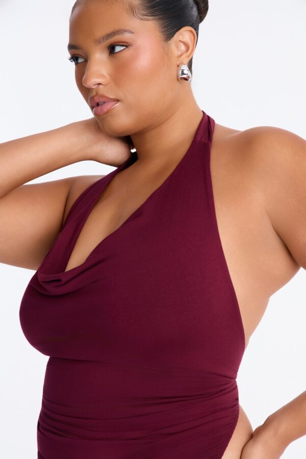 Burgundy Cowl-Neck Dress